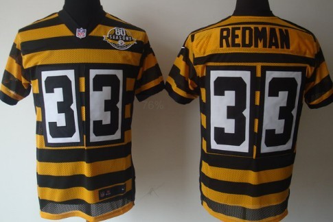 Nike Elite Jersey Pittsburgh Steelers 33 Isaac Redman Yellow With Black Throwback 80TH